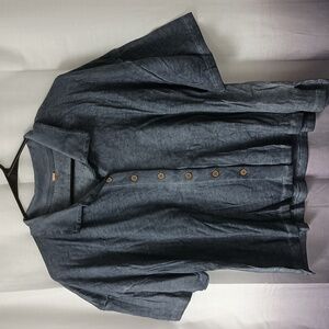 Free People Button Up Cropped Jersey Top L
